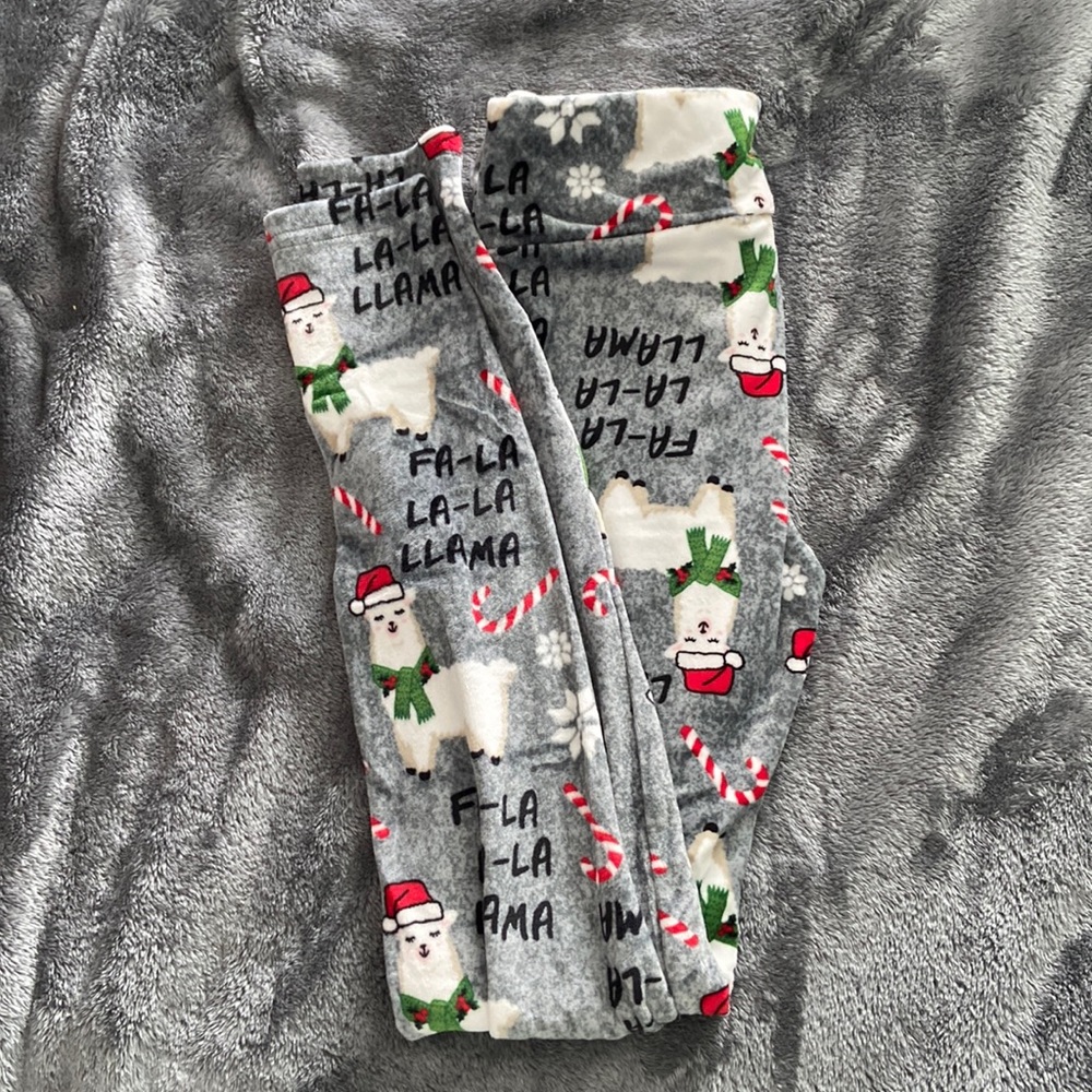 fuzzy christmas llama leggings